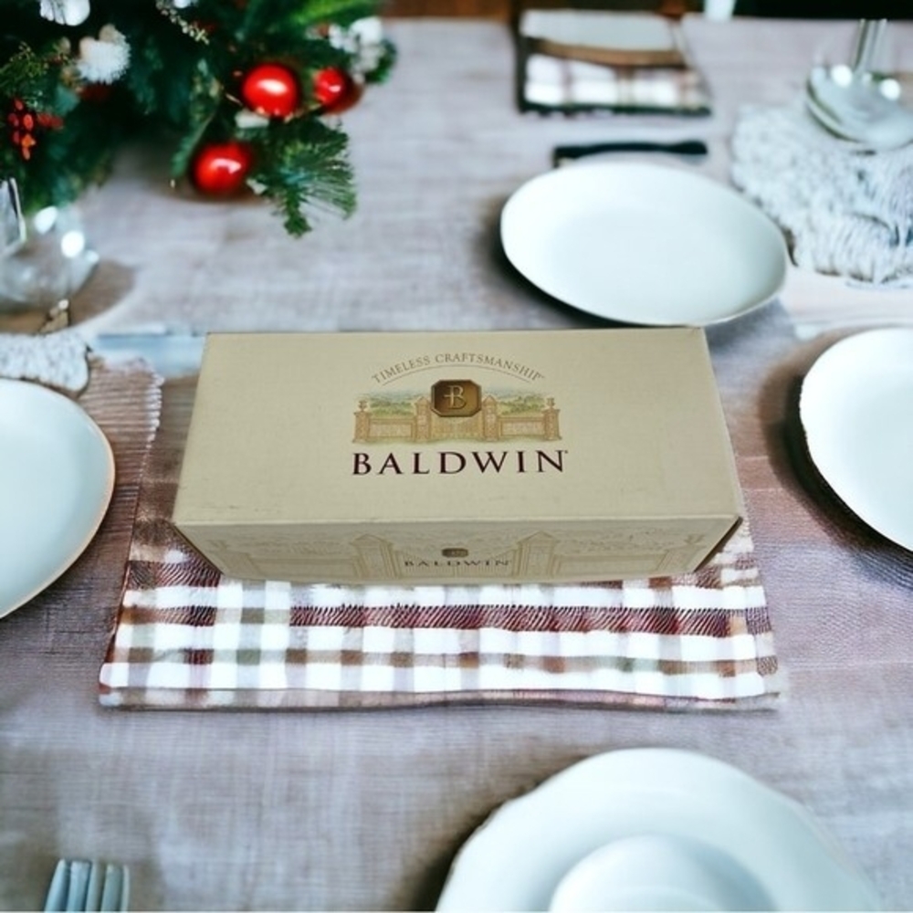 Baldwin Nickel Napkin Rings Set Silver Vintage Dining Serveware Collection NIB